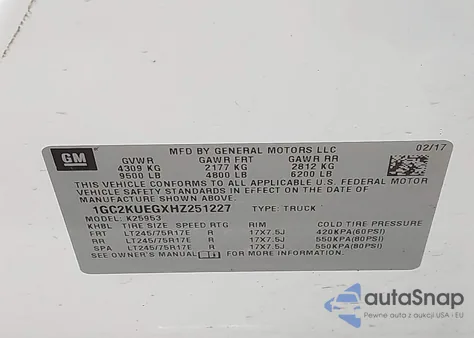 2017 Chevrolet Silverado 2500Hd Wt from USA, damaged, VIN 1GC2KUEGXHZ251227